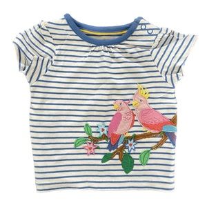 Baby Boden Girls Tropical Pink Birds Stripe Tee Shirt Y1565.